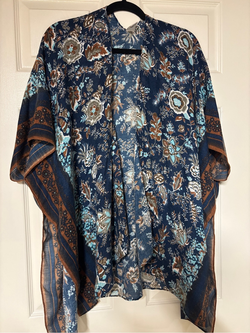 Women's Navy Floral Cardigan - Lightweight Layering One Size